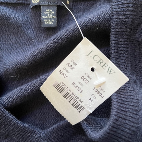 🆕 J. Crew Men's NAVY BLUE Cotton Cashmere V-Neck Sweater Sz M New With tag - Picture 7 of 8